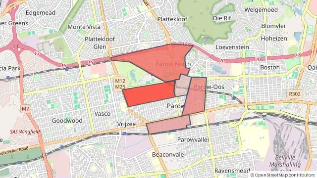 Map of areas affected by the water outage around Churchill Estate